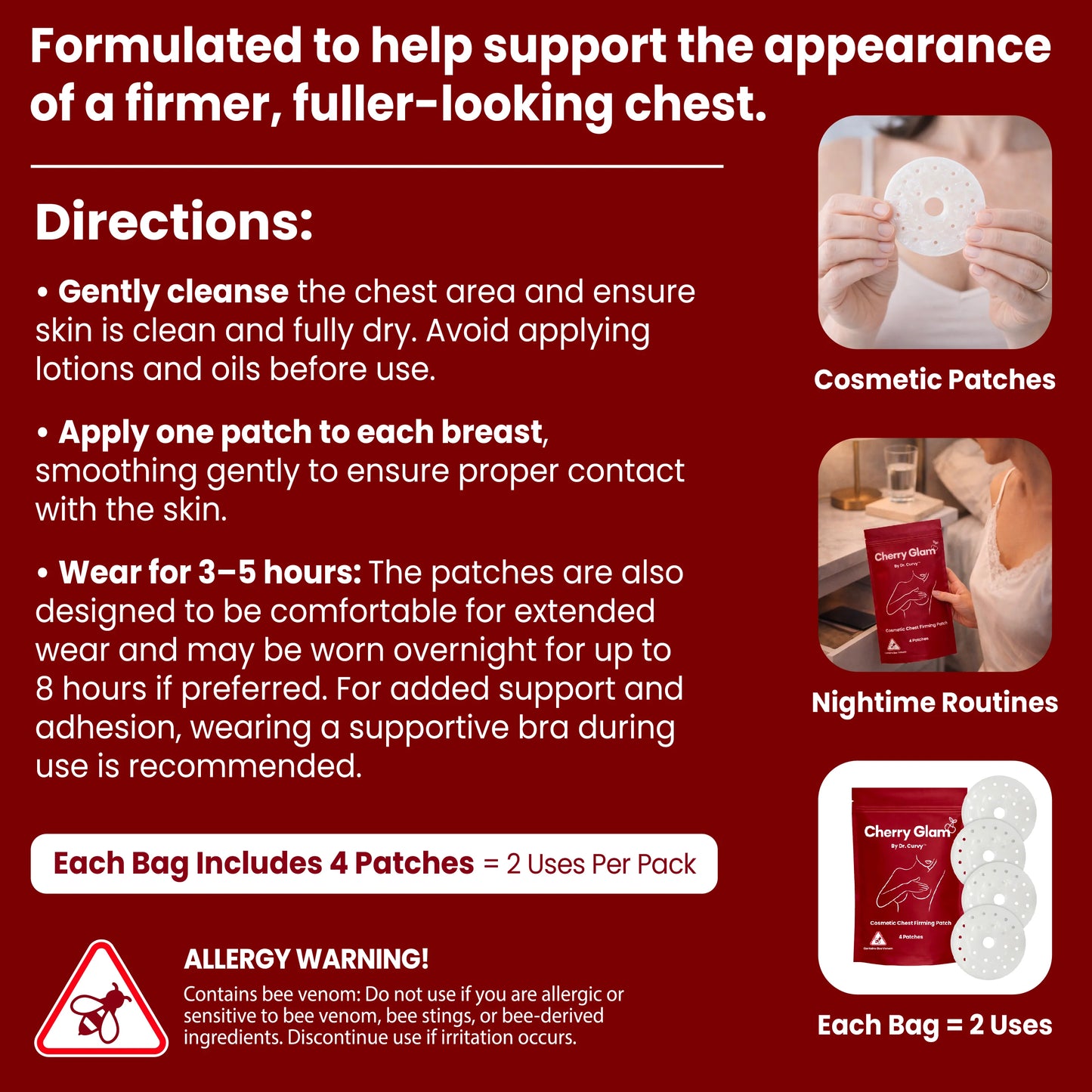 Cosmetic chest firming patch Cherry Glam